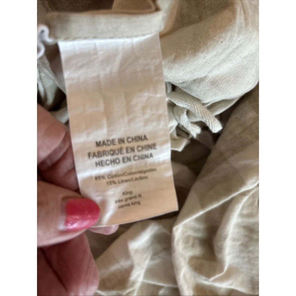 Pottery Barn Blaine Check King Duvet In Camel